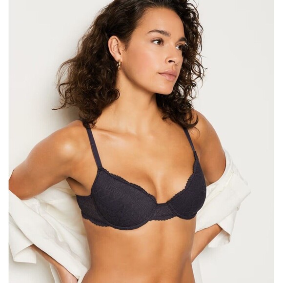 Etam IDOLE Bra No.4 Classique Lightly Lined Demi Bra Anthracite‎ 38D - Picture 4 of 16